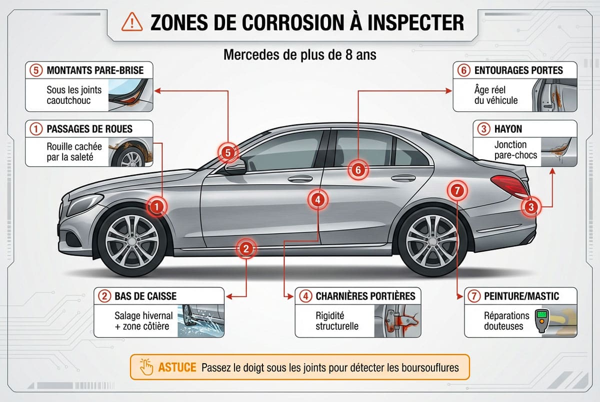 Inspection visuelle de la carrosserie et points de corrosion