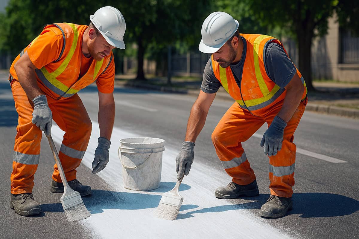 Routes peintes en blanc