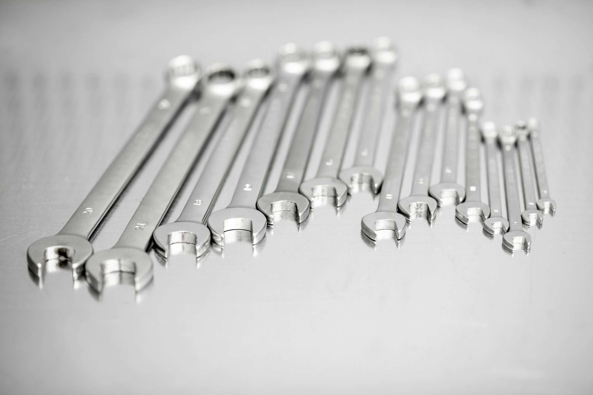 Steel car wrenches on the table