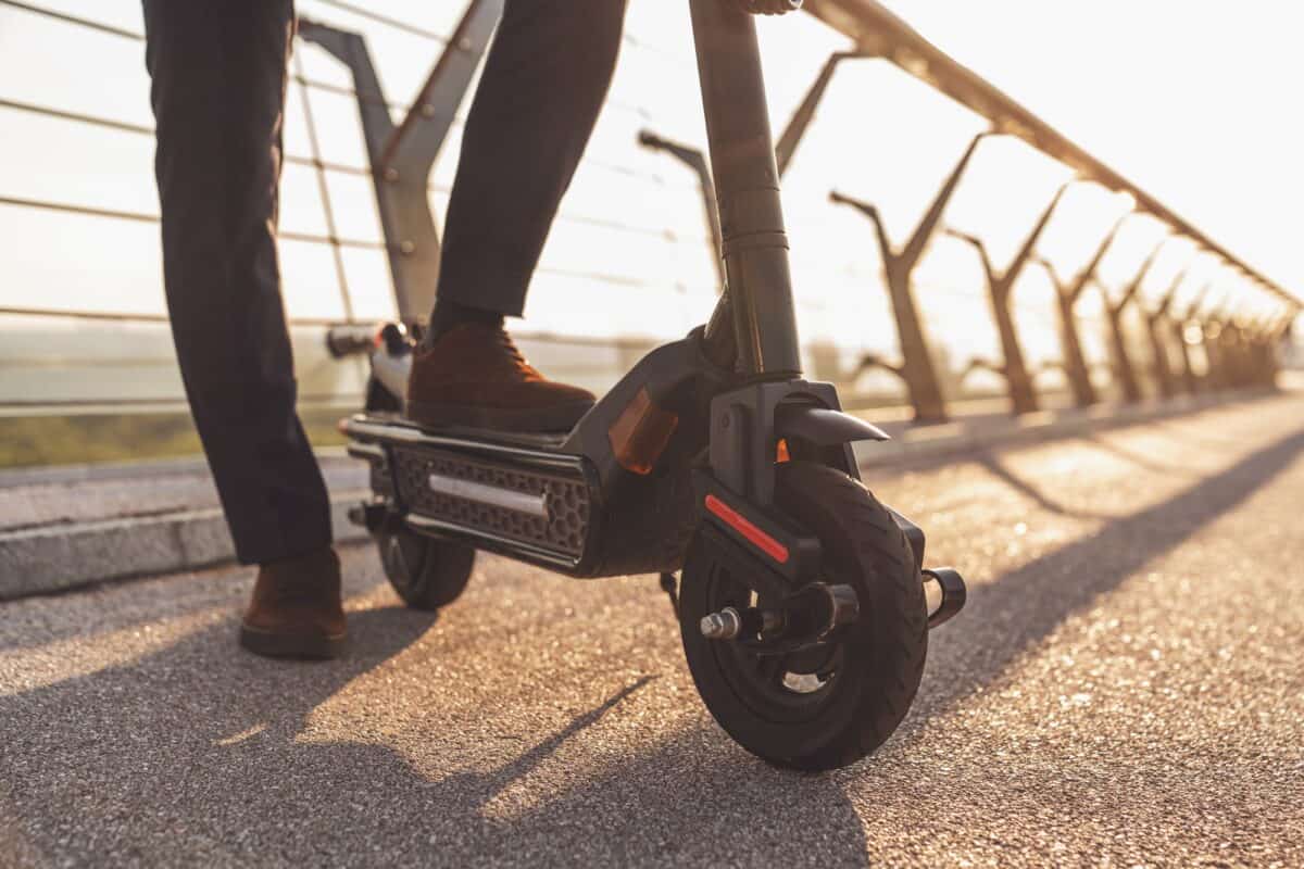 Walk on an electric scooter